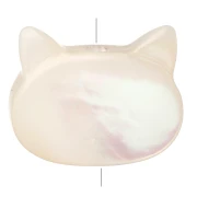 Cat head bead with vertical hole - Mother-of-pearl x1