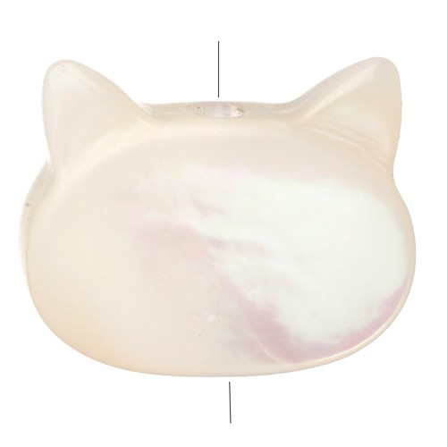 Cat head bead with vertical hole - Mother-of-pearl x1