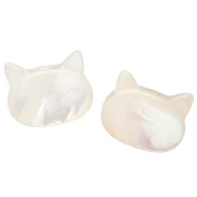 Cat head bead with vertical hole - Mother-of-pearl x1