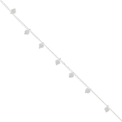 Rombo chain with 7.4mm cluster beads - Silver Tone x50cm