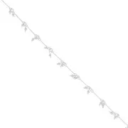 Fancy diamond chain with 13mm small beads - Silver Tone x50cm