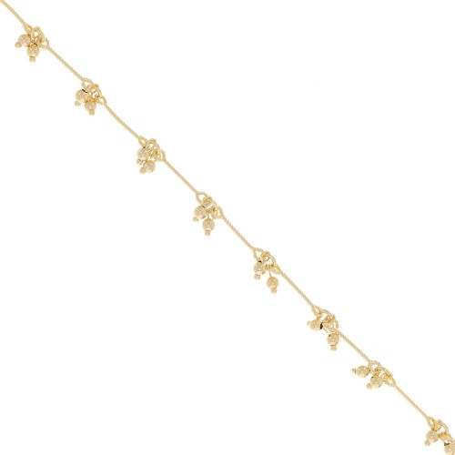 Fancy diamond chain with 13 mm beads Gold x 20cm