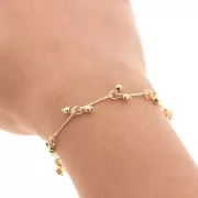 Fancy diamond chain with 13 mm beads Gold x 20cm