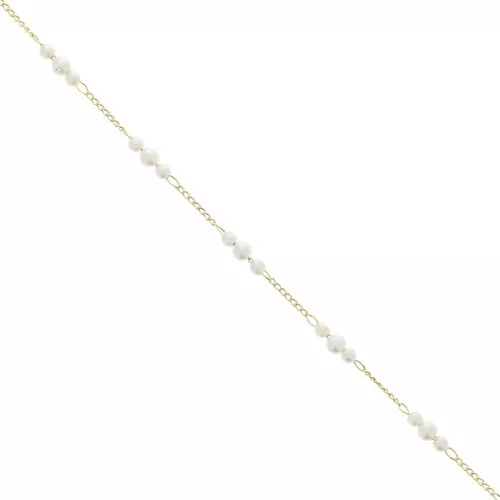 Rombo chain with 4mm imitation freshwater pearls - Gold Tone x50cm