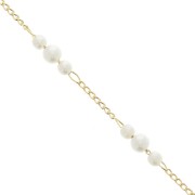 Rombo chain with 4mm imitation freshwater pearls - Gold Tone x50cm