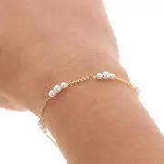 Rombo chain with 4mm imitation freshwater pearls - Gold Tone x50cm