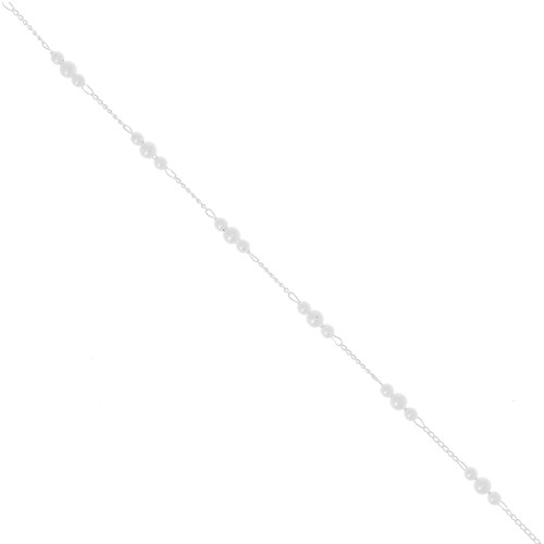 Rombo chain with 4mm imitation freshwater pearls - Silver Tone x50cm