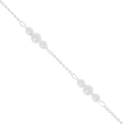 Rombo chain with 4mm imitation freshwater pearls - Silver Tone x50cm