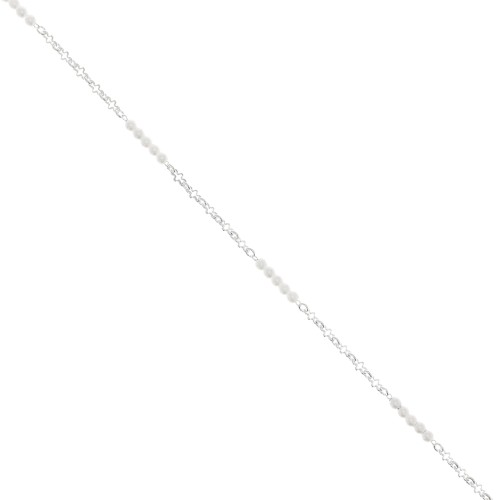 Chain with 3mm imitation freshwater pearls - Silver Tone x50cm