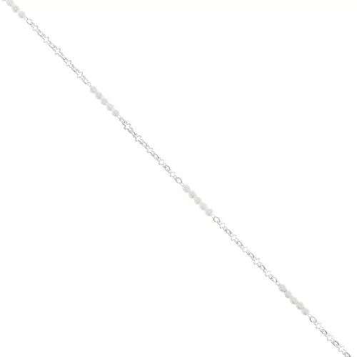 Chain with 3mm imitation freshwater pearls - Silver Tone x50cm