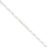 Chain with 3mm imitation freshwater pearls - Silver Tone x50cm