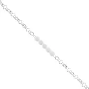 Chain with 3mm imitation freshwater pearls - Silver Tone x50cm