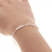 Chain with 3mm imitation freshwater pearls - Silver Tone x50cm