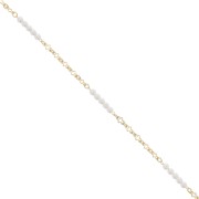 Chain with 3mm imitation freshwater pearls - Gold Tone x50cm|raw }}
