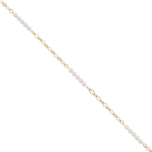 Chain with 3mm imitation freshwater pearls - Gold Tone x50cm