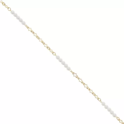 Chain with 3mm imitation freshwater pearls - Gold Tone x50cm