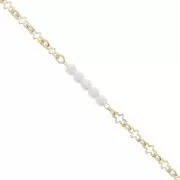 Chain with 3mm imitation freshwater pearls - Gold Tone x50cm