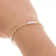 Chain with 3mm imitation freshwater pearls - Gold Tone x50cm