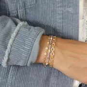 6.3mm Chain with hammered round rings and balls - Gold Tone x50cm