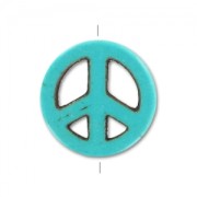 Bead Howlite Peace 15mm  Turquoise x1