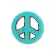 Bead Howlite Peace 15mm  Turquoise x1