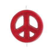 Bead Howlite Peace 15mm Red coral x1