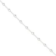 Jaseron mesh Chain with 5mm faceted beads - Silver Tone x50cm