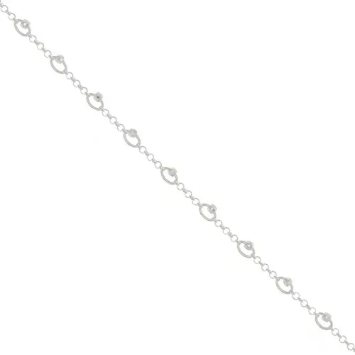 Belcher chain with 5mm faceted beads - Silver Tone x50cm