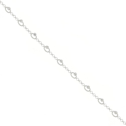 Jaseron mesh Chain with 5mm faceted beads - Silver Tone x50cm