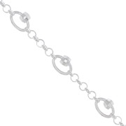 Belcher chain with 5mm faceted beads - Silver Tone x50cm