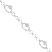 Jaseron mesh Chain with 5mm faceted beads - Silver Tone x50cm