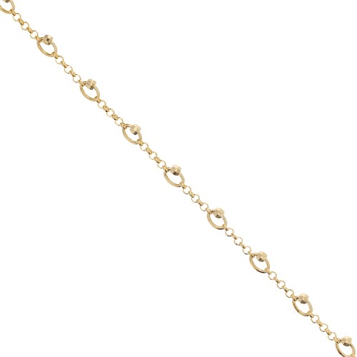 Jaseron mesh Chain with 5mm faceted beads - Gold Tone x50cm