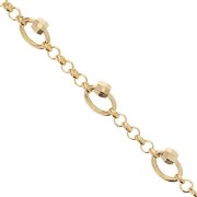 Jaseron mesh Chain with 5mm faceted beads - Gold Tone x50cm