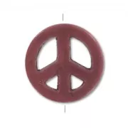 Bead Howlite Peace 15mm Chocolate x1