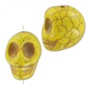 Bead Howlite dyed skull 18mm Yellow x1|raw }}
