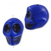 Bead Howlite dyed skull 18mm Dark blue x1|raw }}