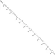 Chain with 9.9mm small bars and drops - Silver Tone x50cm