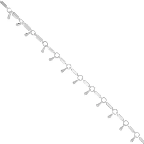 Chain with 9.9mm small bars and drops - Silver Tone x50cm