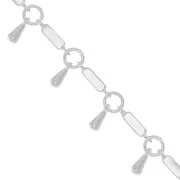 Chain with 9.9mm small bars and drops - Silver Tone x50cm