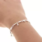 Chain with 9.9mm small bars and drops - Silver Tone x50cm