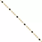 4.5mm Chain with flowers & glass beads - Gold Tone - Black x50cm