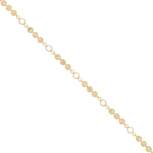 Chain with 4.5mm flowers & glass beads - Gold Tone - Transparent x50cm