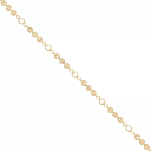 Chain with 4.5mm flowers & glass beads - Gold Tone - Transparent x50cm