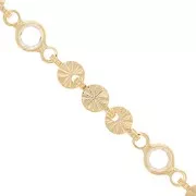 Chain with 4.5mm flowers & glass beads - Gold Tone - Transparent x50cm