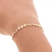 Chain with 4.5mm flowers & glass beads - Gold Tone - Transparent x50cm