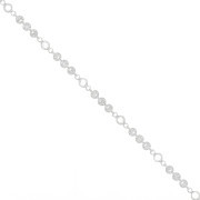 Chain with 4.5mm flowers & glass beads - Silver Tone - Transparent x50cm|raw }}
