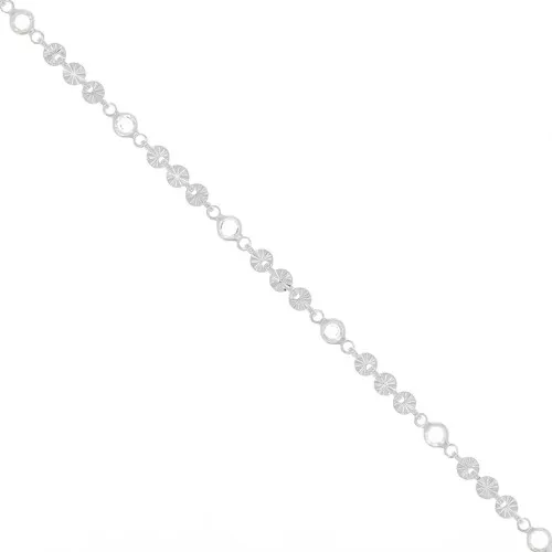 Chain with 4.5mm flowers & glass beads - Silver Tone - Transparent x50cm