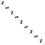 Chain with 7.4mm faceted glass beads - Gold Tone - Black x50cm