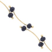 Chain with 7.4mm faceted glass beads - Gold Tone - Black x50cm