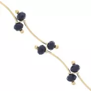 Chain with 7.4mm faceted glass beads - Gold Tone - Black x50cm